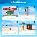 O tanque de mergulho SMACO com máscara de mergulho de 0,5 L pode proporcionar aproximadamente 6 minutos de respiração subaquática em uma profundidade de mergulho de 30 pés.