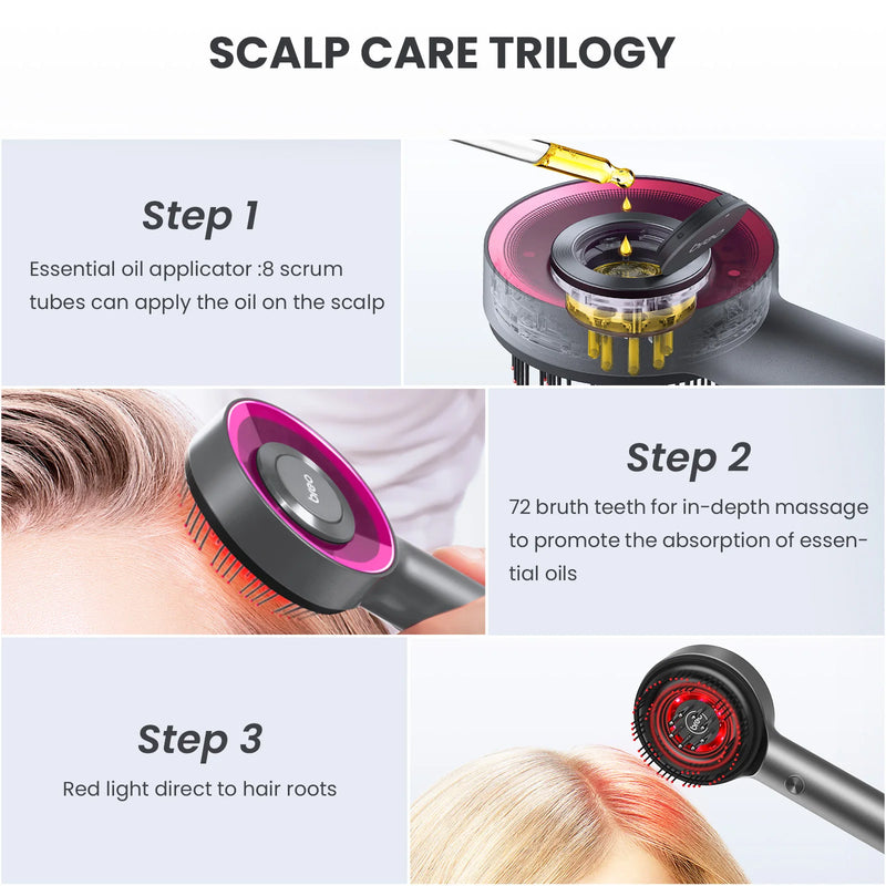 Breo Scalp3 massageborste för hårbotten, Shiatsu hårmassageapparat för hårbotten med IPX7 vattentät, sladdlös elektrisk massageapparat för hårbotten och hår