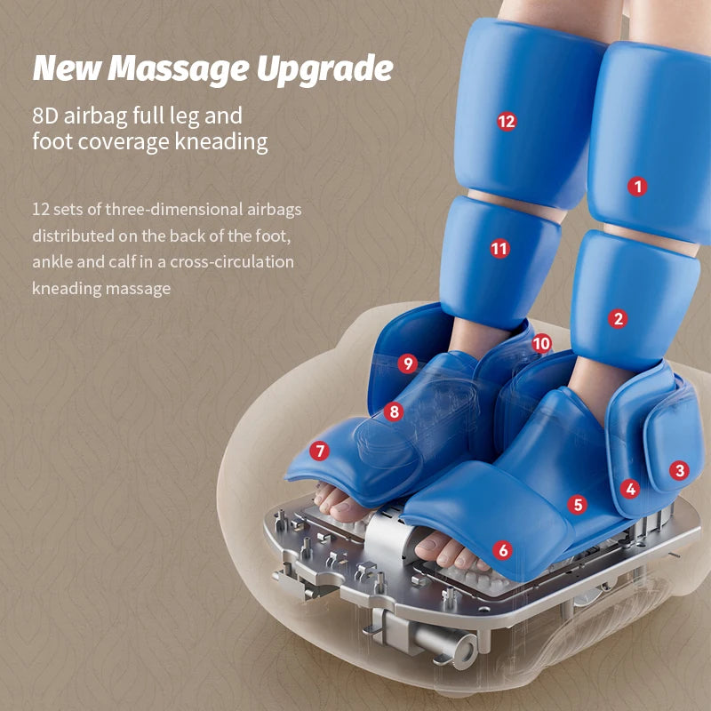 Multifunctional Electric Foot Massage Machine Kneading Heating Roller 8D Airbag Compress Foot Calf Massager For Health Care Gift