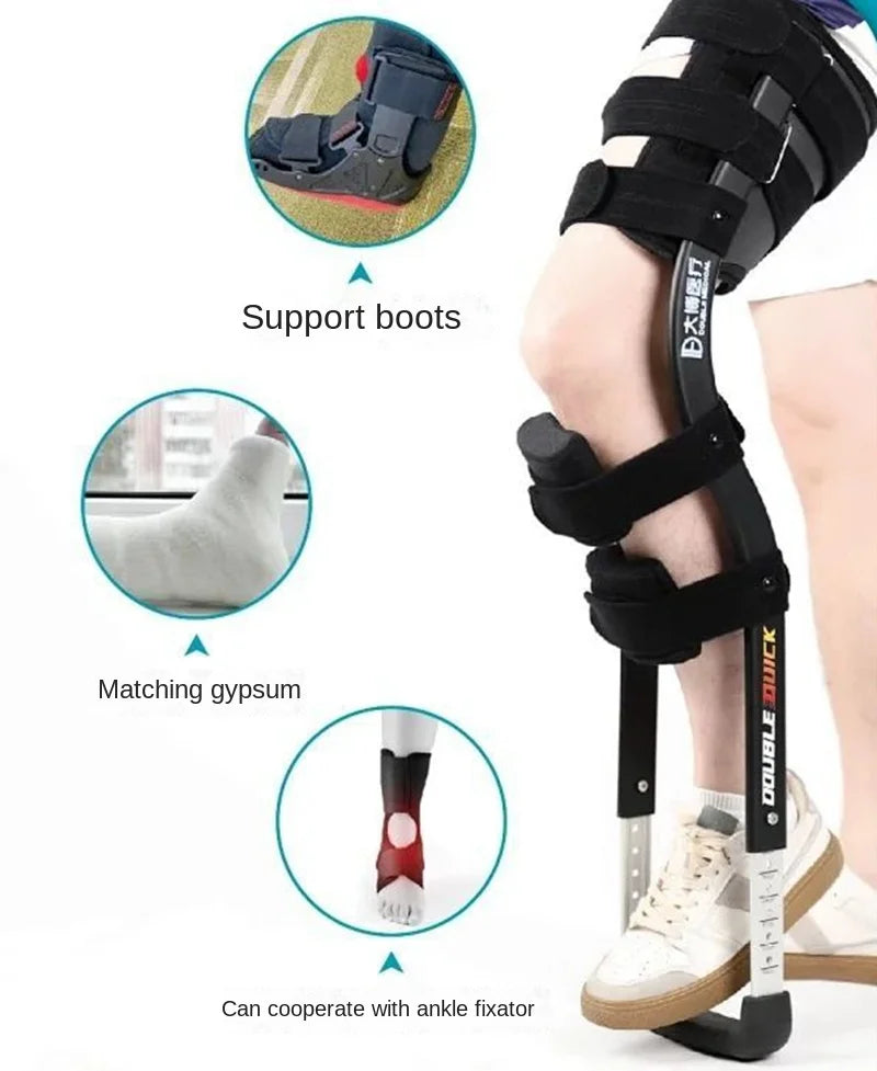 Rehabilitációs mobilitást segítő eszközök térdjáró egylábú, teleszkópos sétasegítésű edzőbot, kéz nélküli mankó