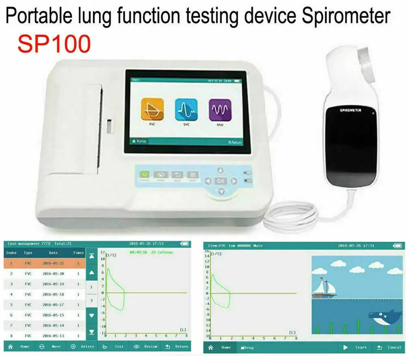 Contec SP100 Digital Spirometer Handhållen Lungfunktionstestare Lunganordning Andning Diagnostisk Vitalograph VC SVC MVV FVC