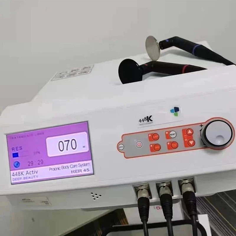 النظام الحراري CET RET آلة الإنفاذ الحراري الذكية Indiba Tecar العلاج الطبيعي 448 كيلو هرتز ER45 تشكيل الجسم