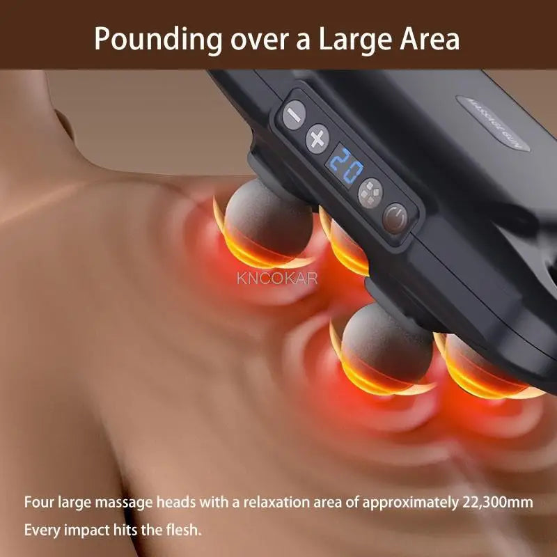 Four-Head Fascia Gun,6 Modes 20 Levels of Intensity for Whole Body Vibration,Deep High Frequency Muscle Relaxation
