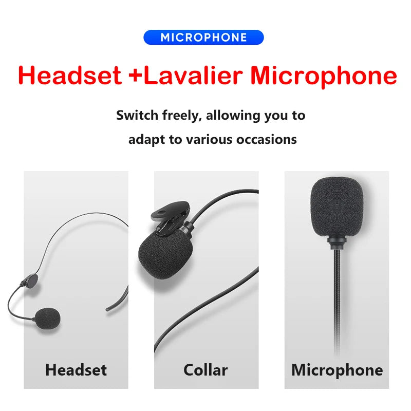 UHF Portable Wireless Headset/ Lavalier Lapel Microphone with Bodypack Transmitter and Receiver 1/4 inch Output,Live Performer