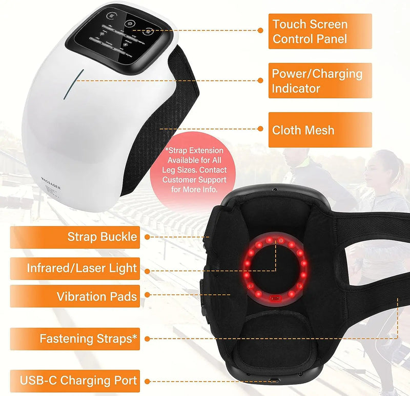 Knee Massager Infrared Heat and Vibration Knee Pain Relief for Swelling Stiff Joints Stretched Ligament and Muscles Injuries