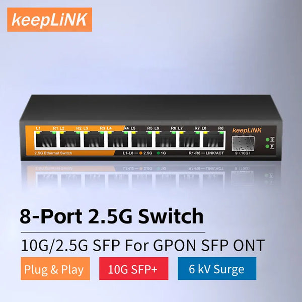 8-Port Multi-Gigabit 2.5Gbps Ethernet Network Unmanaged 2.5G Switch