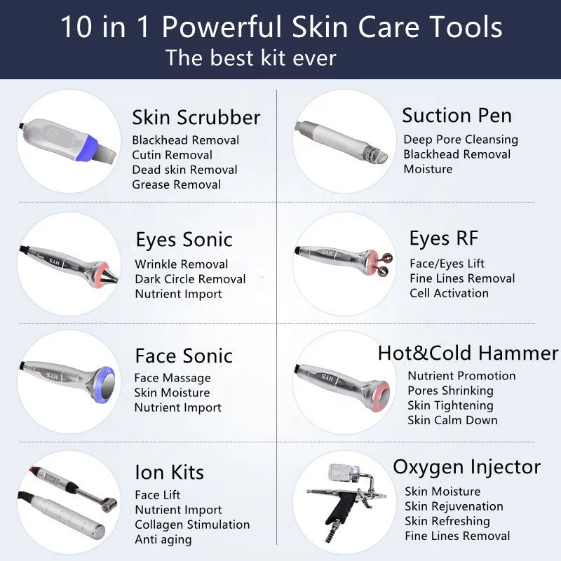 Professionelle 10-in-1-Hydra-Gesichtsreinigungs-Hautpflege-Hydro-Dermabrasionsmaschine Mikrodermabrasions-Schönheitsausrüstung