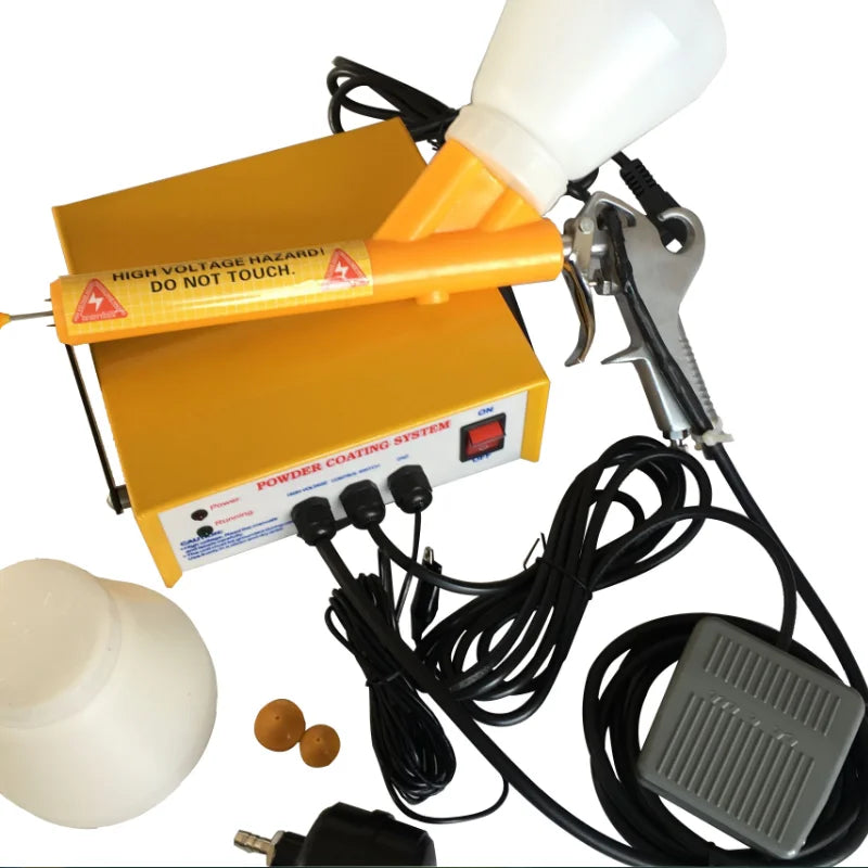 Pistola de recubrimiento en polvo electrostático, sistema portátil y ajustable para pintura en polvo.