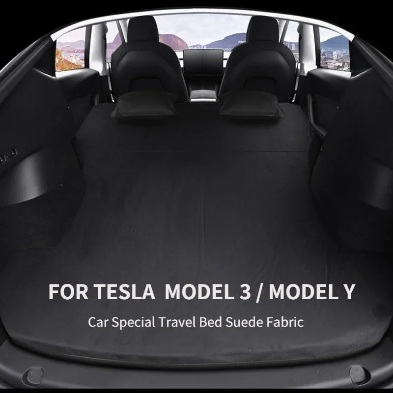 Для Tesla Model 3 Model Y 2017-2024 надувний надувний матрац для відкритого кемпінгу, надувний автомобіль із спеціальної замшевої тканини, ліжко для подорожей