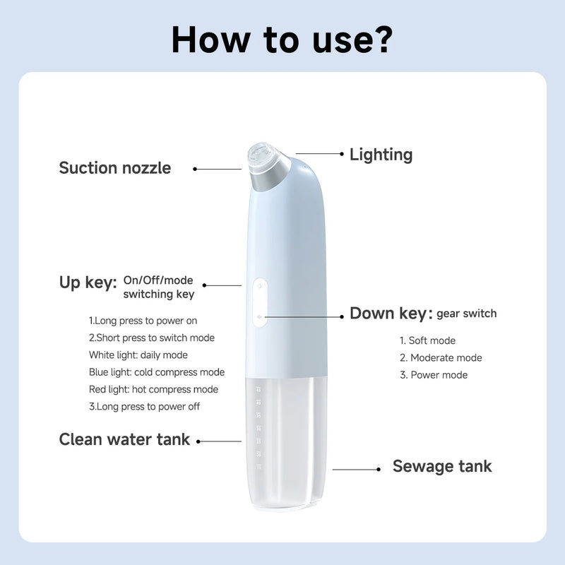 DOCO Micro Bubble Pore Vacuum Cleaner 2.0 Compressa fria e quente All-around Instrumento removedor de cravo Dispositivo de beleza elétrico