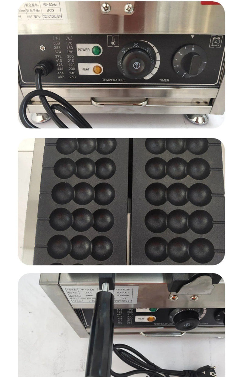 Spieß-Waffeleisen-Maschine, Takoyaki-Krake-Bälle, Grillpfanne, antihaftbeschichtet, kugelförmiger Waffelbäcker, Wachtelei-Spieß