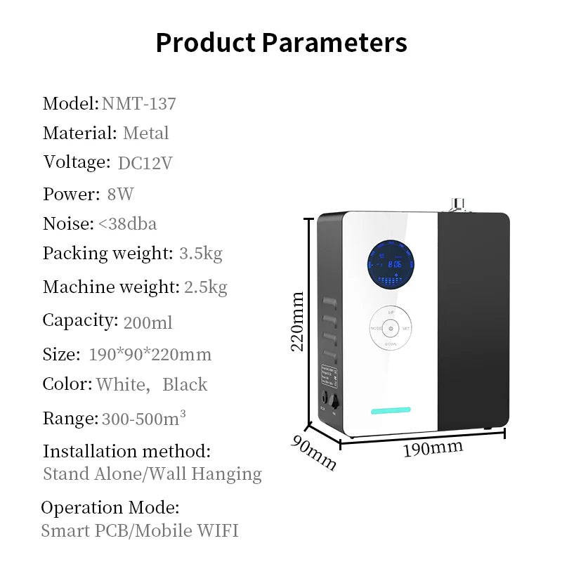 Умный WIFI ароматерапевтический аппарат охватывает 500 м³ нано-распыление 200 мл эфирное масло емкость подходит для различных мест