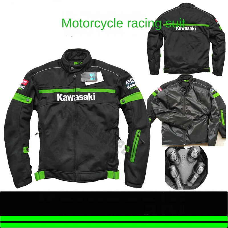 Frühling Herbst Sommer Kawasaki Offroad-Motorrad-Renntrikot Anti-Fall-Kleidung Motorradzubehör Gefütterte Jacke