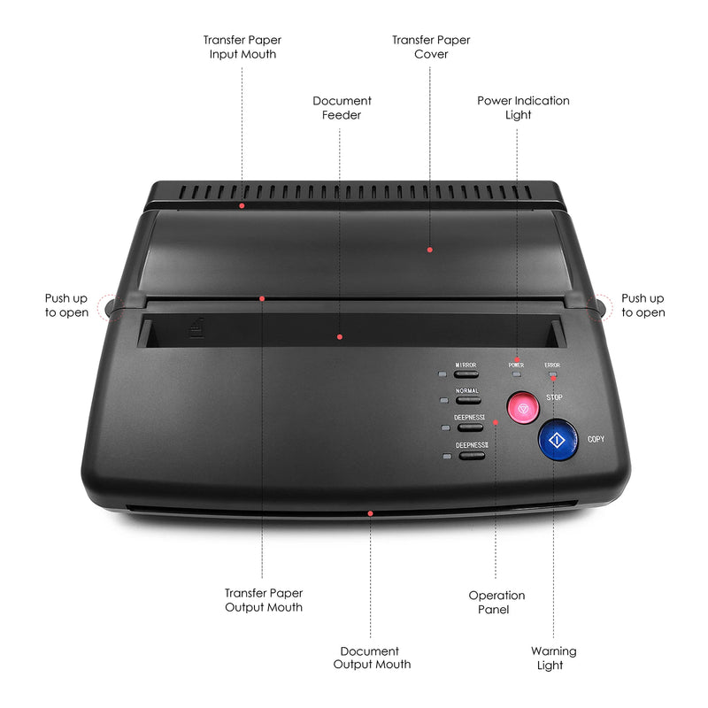 Máquina de transferência de tatuagem Estênceis Dispositivo Copiadora Impressora Desenho Ferramentas térmicas para fotos de tatuagem Papel de transferência Cópia para iniciantes