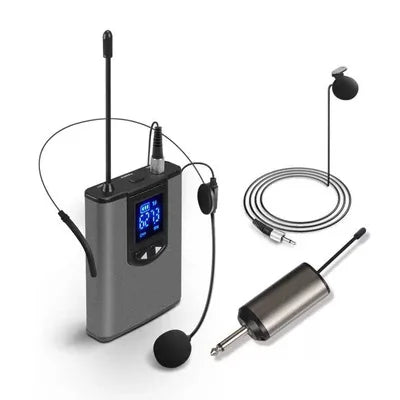 UHF Portable Wireless Headset/ Lavalier Lapel Microphone with Bodypack Transmitter and Receiver 1/4 inch Output,Live Performer