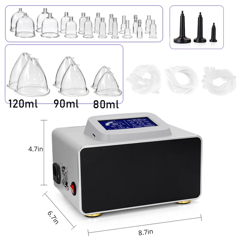 Máquina de terapia al vacío para aumento de senos, levantamiento de glúteos, ajuste de desintoxicación linfática, estiramiento facial, equipo de masaje moldeador corporal