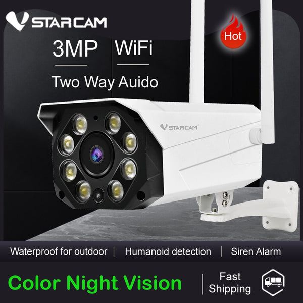 Vstarcam CS550 WIFI Bullet Kamera 3MP Açık Su Geçirmez Vandalizme dayanıklı AI İnsansı Yok Algılama Wifi Akıllı Ev Güvenlik Kamerası