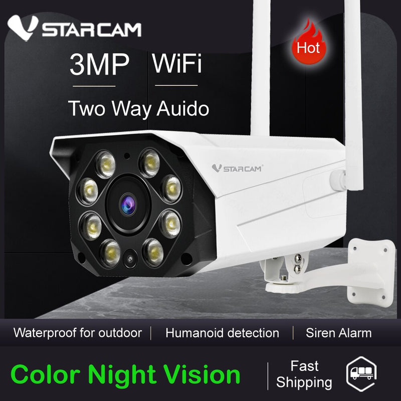 Vstarcam CS550 cámara bala WIFI 3MP impermeable al aire libre a prueba de vandalismo AI humanoide ausencia detección Wifi cámara de seguridad inteligente para el hogar