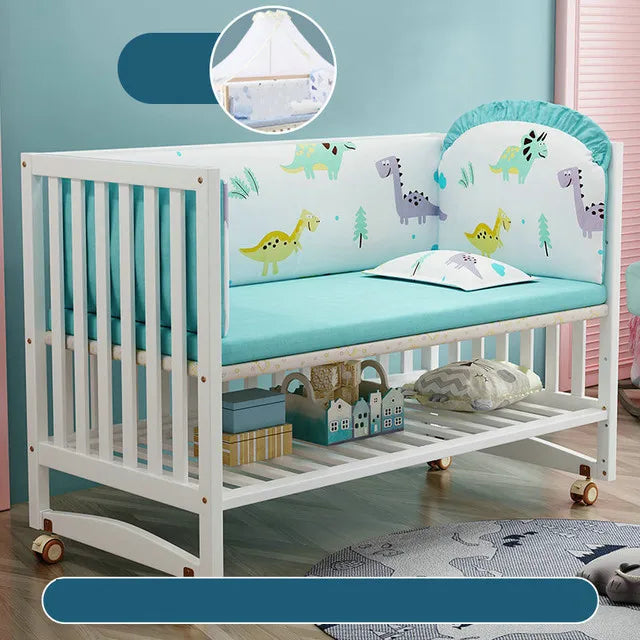 Beyaz Renk Çok Fonksiyonlu Bebek Yatağı, Masif Ahşap Yenidoğan BB Beşik Karyolası, Büyük Yatak Ekleme Yapabilirsiniz