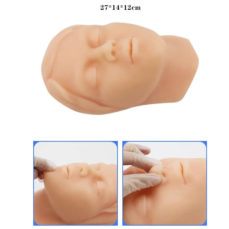 Micro moldar modelo de cabeça humana, simulação de silicone, injeção facial, sutura, kit de almofada de pele, manequim com esqueleto
