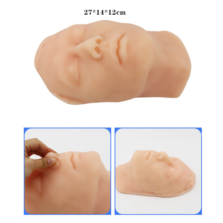 نموذج رأس بشري صغير الحجم من السيليكون لمحاكاة حقن الوجه وخياطة الجلد مع هيكل عظمي