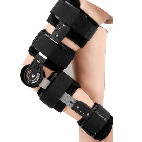 医療グレード0-120度調整可能なヒンジ付き膝脚ブレースサポート膝足首ブレース靭帯損傷の修復を保護します