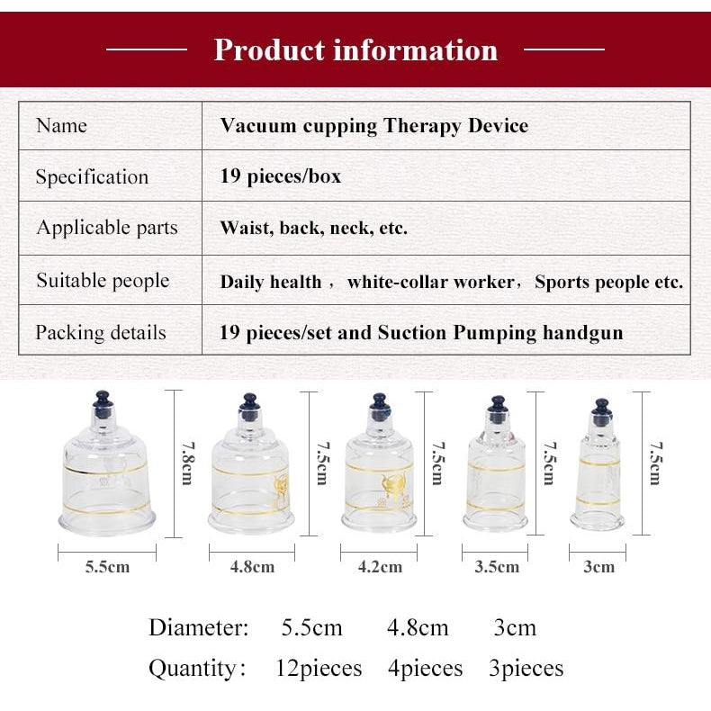 Massager JARS Vacuum Suction Therapy Conjunto de latas para masaje 19 tazas conjunto