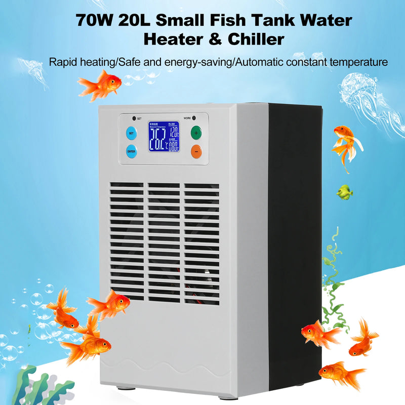 100 ワット 30L/70 ワット 20L 小型水槽給湯器 &amp; チラー水族館チラー半導体電子水族館冷却 &amp; 加熱システム