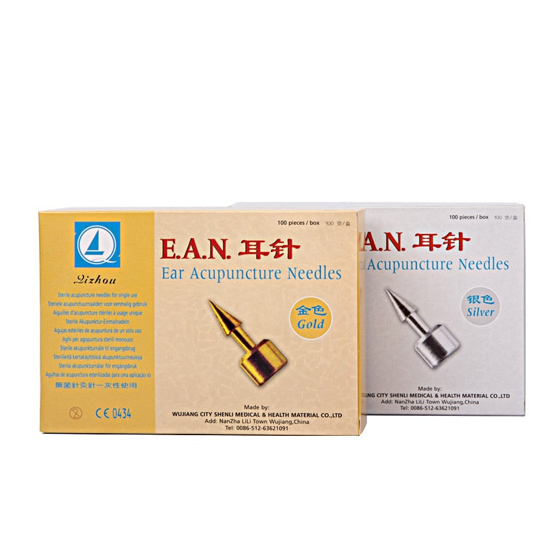 100 unidades de agulhas estéreis para prensagem auditiva EAN agulhas de acupuntura auricular massagem auricular de acupuntura agulha 1 caixa estimulador massageador