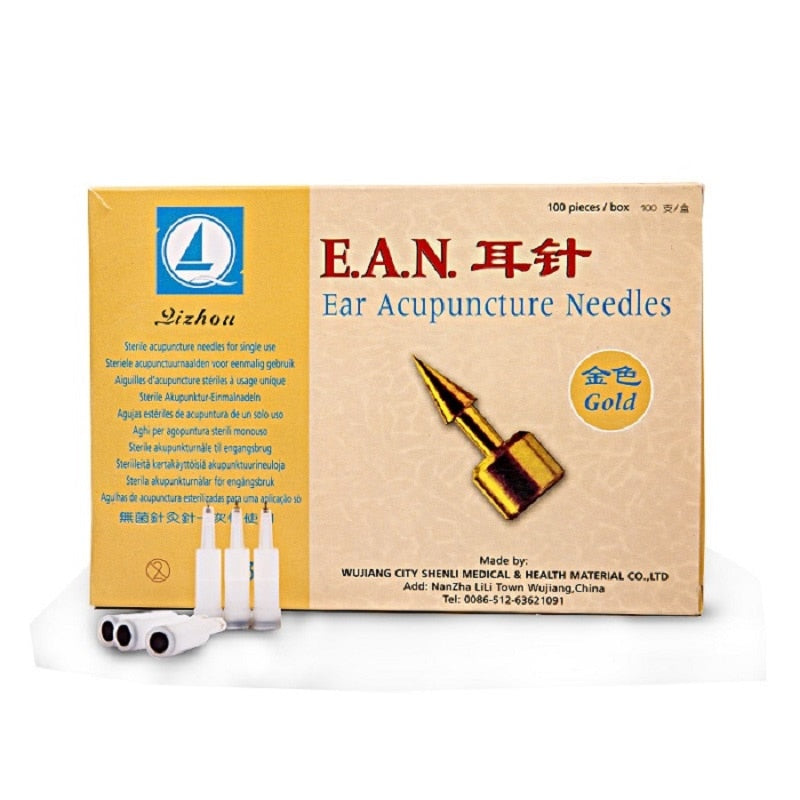 100pcs Sterile Ear Press Needle EAN Ear Acupuncture Needles Auricular Acupunture Massage Ear Needle 1 Box Stimulator Massager