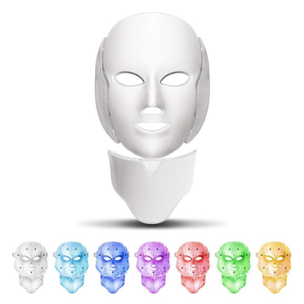 7 cores máscara facial led led coreano photon terapia máscara facial máquina de luz terapia acne máscara pescoço beleza led máscara