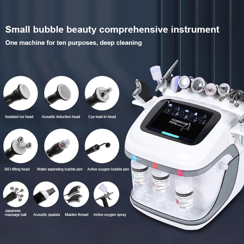 11 In 1 Dermabrasion facial Machine H2o2 Aqua Peeling Lift Skin Bubble Moisturizer Oxygen Machine