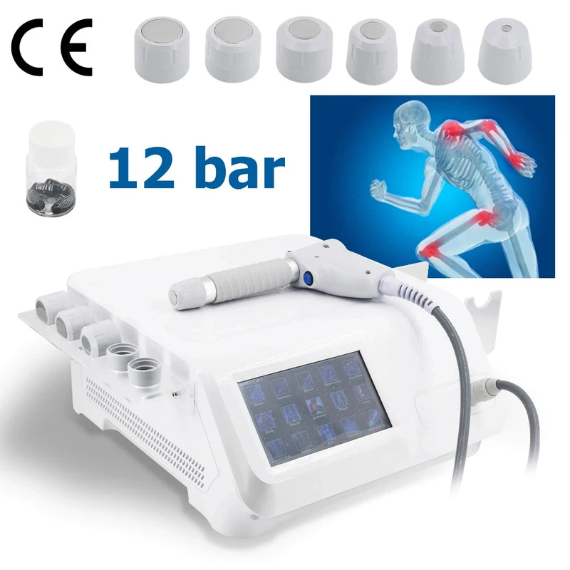 12bar Radial New Shock Wave Therapy ED Treatment Pain-Point Soft Tissue Shoulder Massager Pneumatic Shockwave Machine