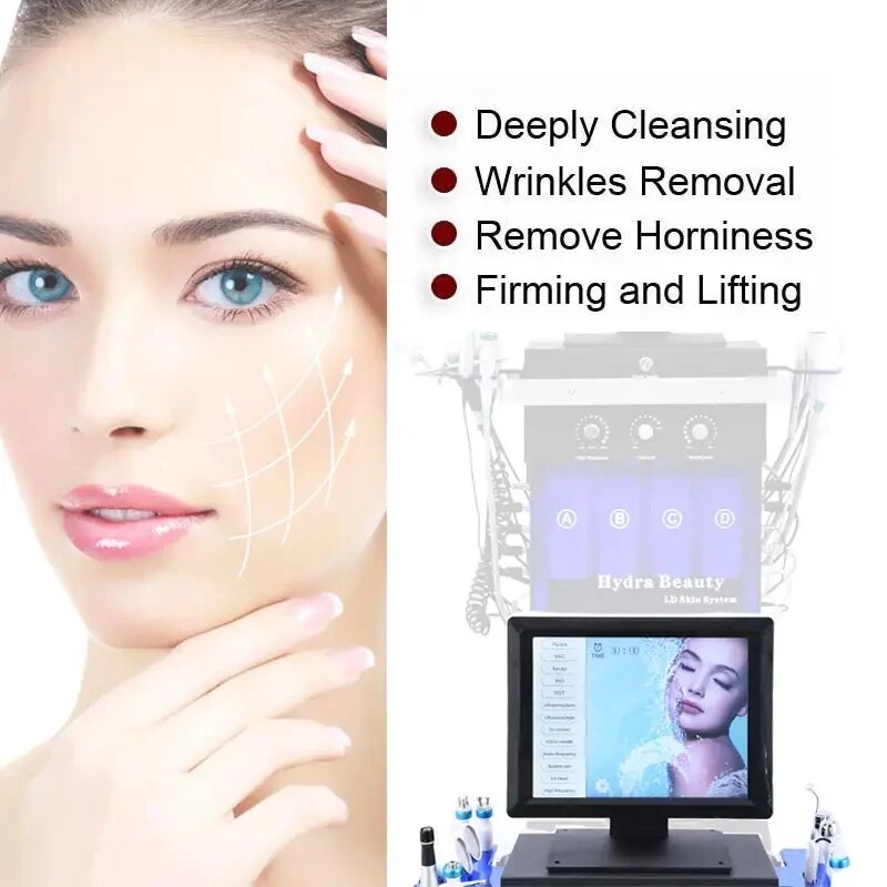 Máquina de dermoabrasión con diamante para el cuidado de la piel hidrafacial 14 en 1, chorro de agua, máquina de dermoabrasión por hidra Facial, SPA, salón de belleza