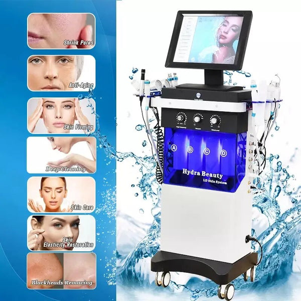 Máquina hidrofacial 14 em 1, oxigênio, água, dermoabrasão, hydra, limpeza da pele, rejuvenescimento facial, equipamento de beleza hidrofacial