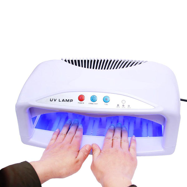 2-hands 54W UV-lampa Nageltork med fläkt och timer Elektrisk maskin för härdning av nagelgelkonstverktyg UV-lampa för naglar