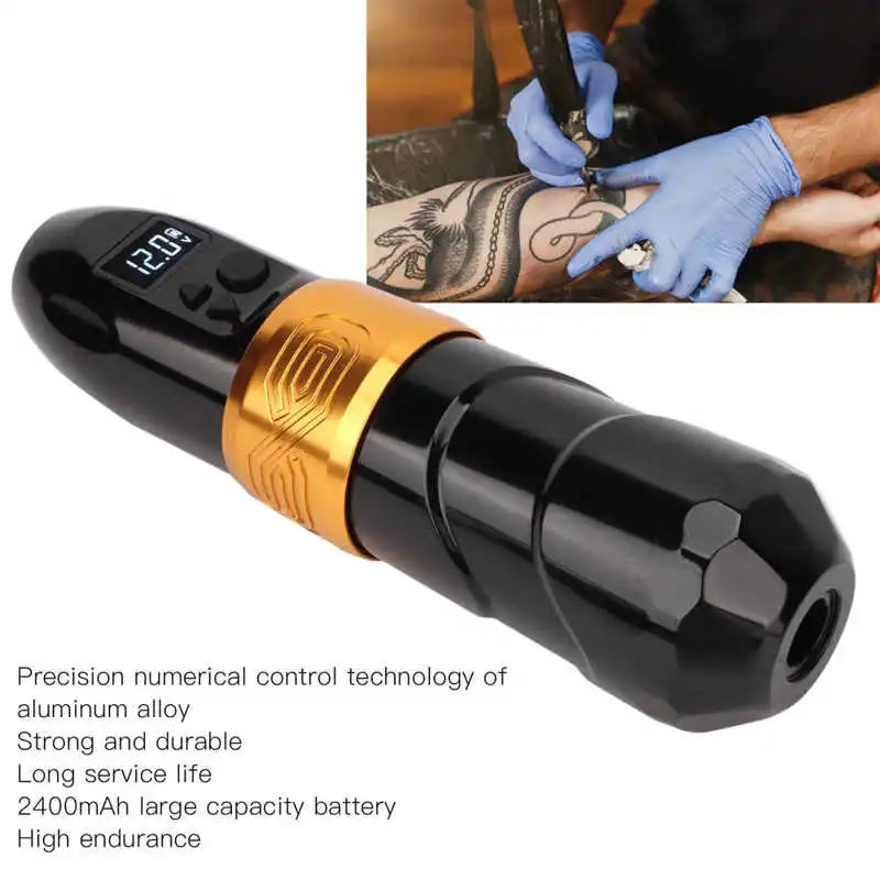 2 i 1 2400mAh trådlös tatueringspenna Uppladdningsbar USB Microblading tatueringsmaskin med anslutning Permanent tatueringspenna