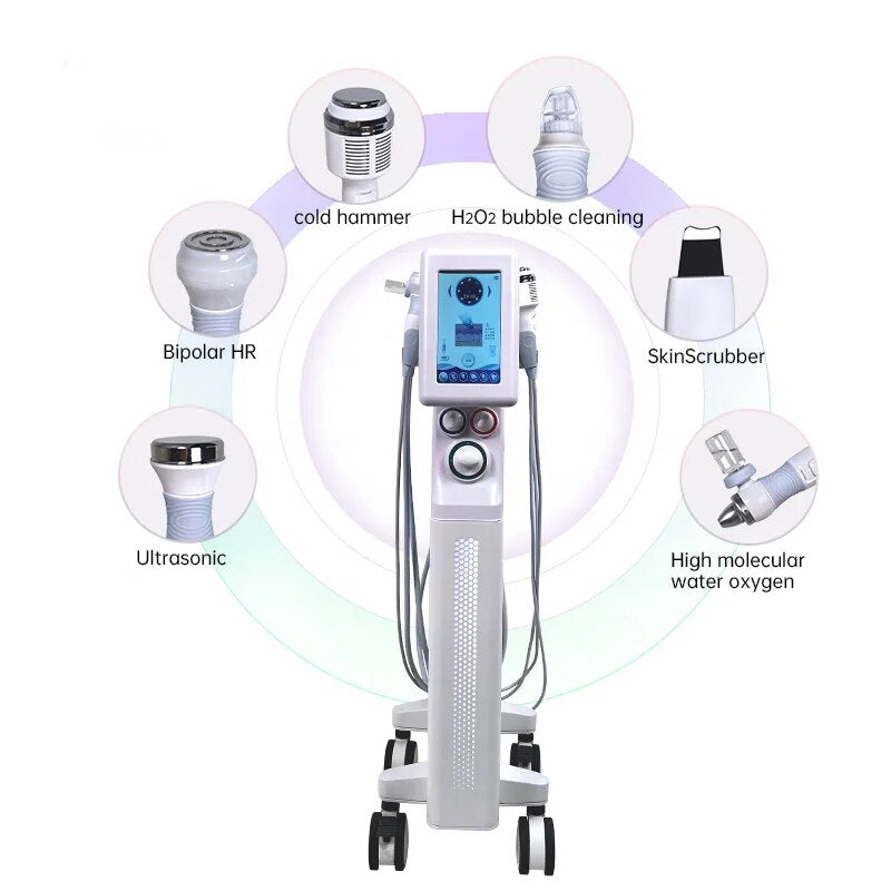 2023 High Quality Multi-functional 6 In 1 Dermabrasion Water Oxygen Jet Facial Care Cleaning Big Bubble Beauty Machine Salon Use
