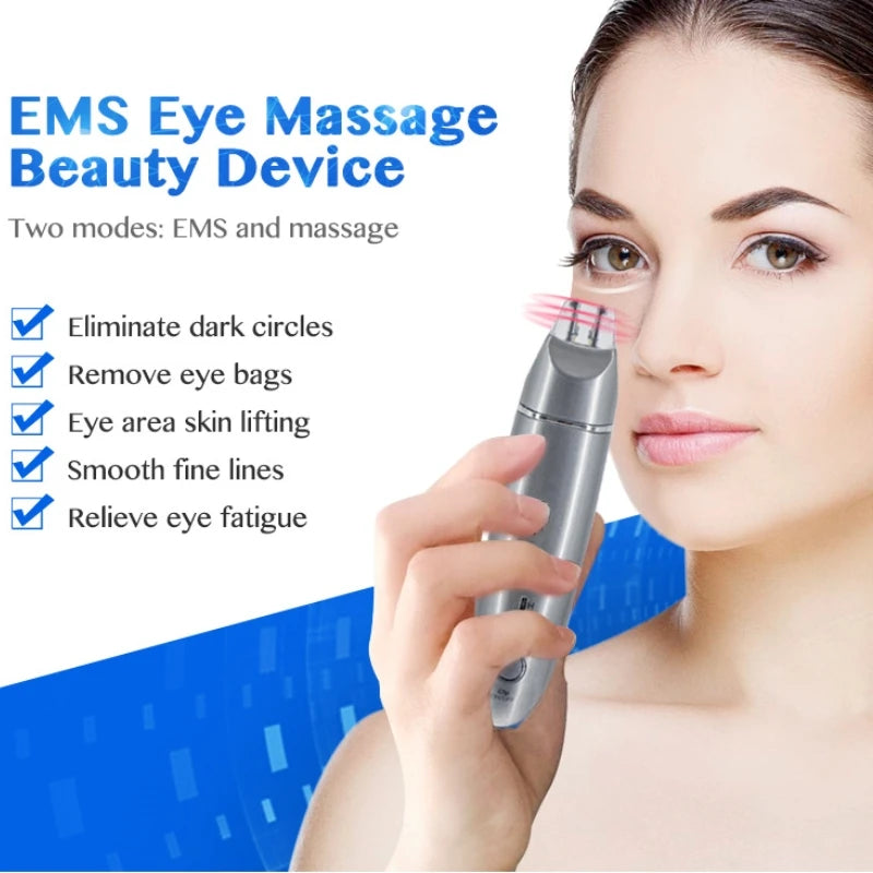 Nouveau masseur électrique EMS 2 en 1 à vibrations pour les yeux et le visage, Portable, électrique, suppression des cernes, Anti-âge, rides des yeux, outil de soins de beauté