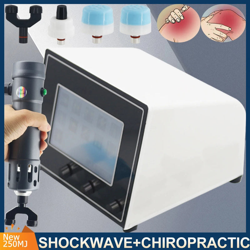 2023 New Shock Wave Chiropractic Tools 2 IN 1 Professional Shock Wave Therapy Machine Sports Injury Pain Relief Muscle Massager