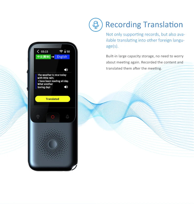 2023 Novo T11 Tradutor de áudio portátil 138 idiomas Tradutor inteligente offline em tempo real Voz inteligente AI Voice Photo Translator