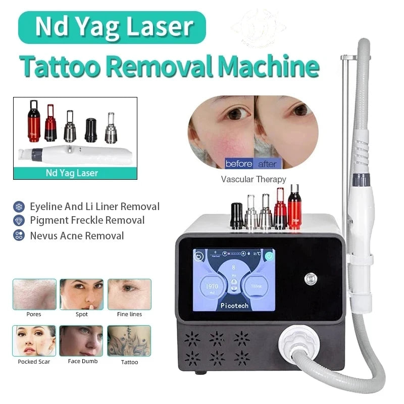 Nuova rimozione del tatuaggio laser Nd Yag Pico Laser portatile PicoLaser Macchina per la rimozione del tatuaggio Rimozione del laser del tatuaggio