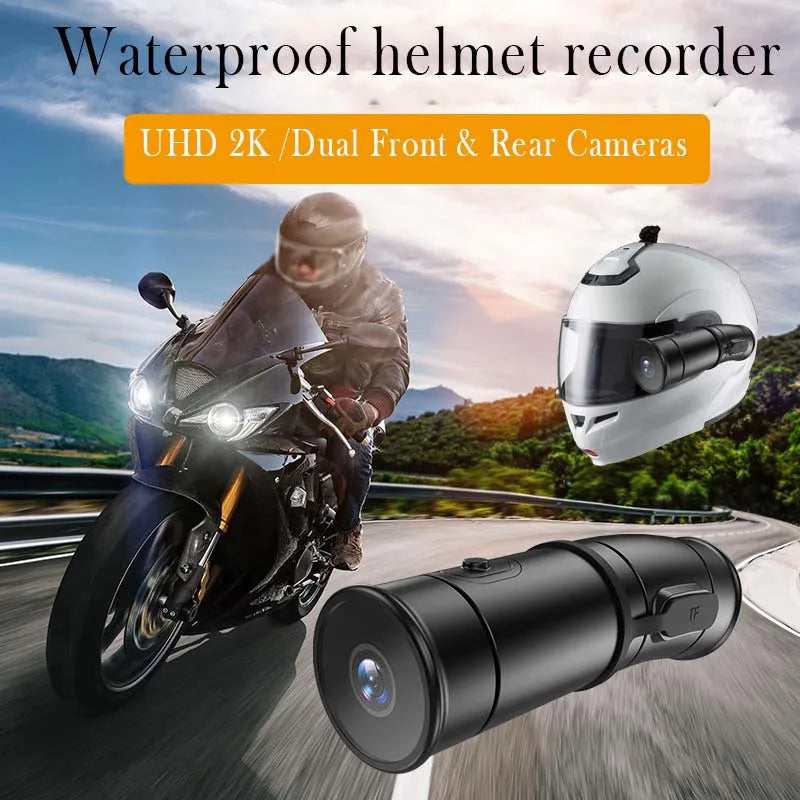 מצלמת קסדת 2K WiFi כפולה UHD 2K אופניים לבישים אופני פעולה מצלמת פעולה עמידה למים לאופנוע DVR Dash Cam מקליט וידאו