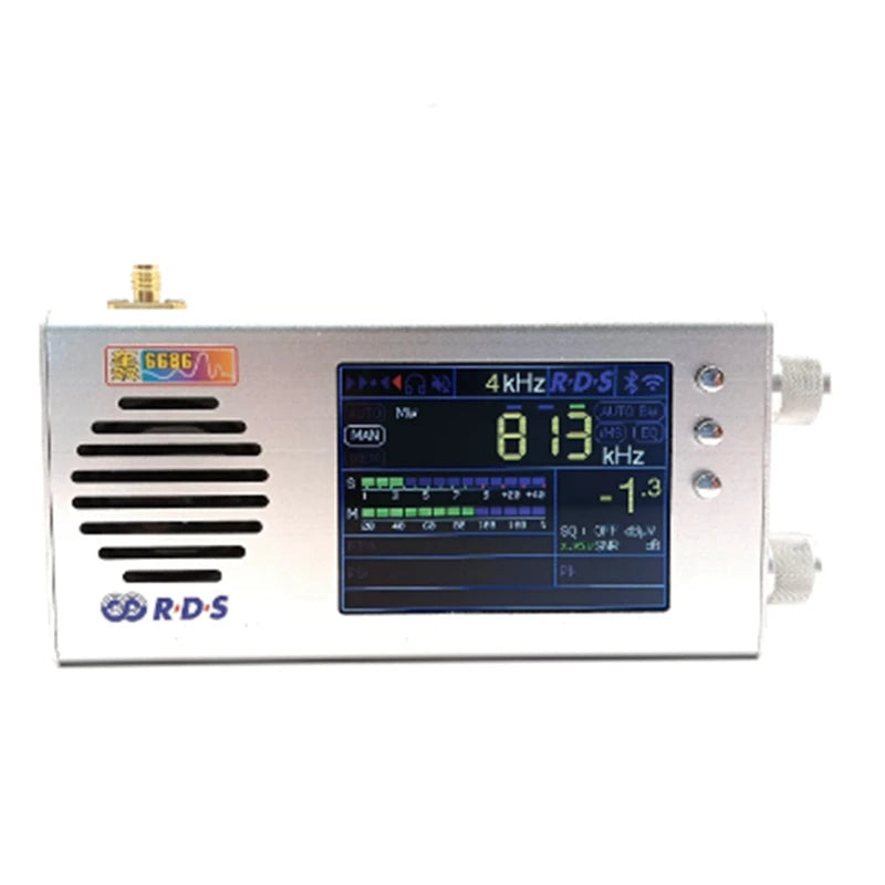 2. Generation TEF6686 FM/MW/Kurzwellen-HF/LW-Radioempfänger V1.18 Firmware 3,2 Zoll LCD + Metallgehäuse + Lautsprecher