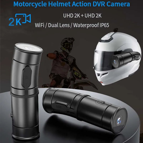 Kamera Motosikal 2k Kawalan Jauh Vlog Perakam Video Dashcam 1440P Motosikal Topi Keledar Kamera Basikal Wifi DVR Kamera Penglihatan Malam