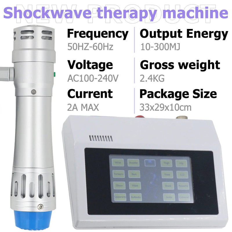 300MJ Professionell Shock Wave Therapy Machine för effektiv ED-behandling och smärtlindring i knä Fysioterapi Shockwave Massager