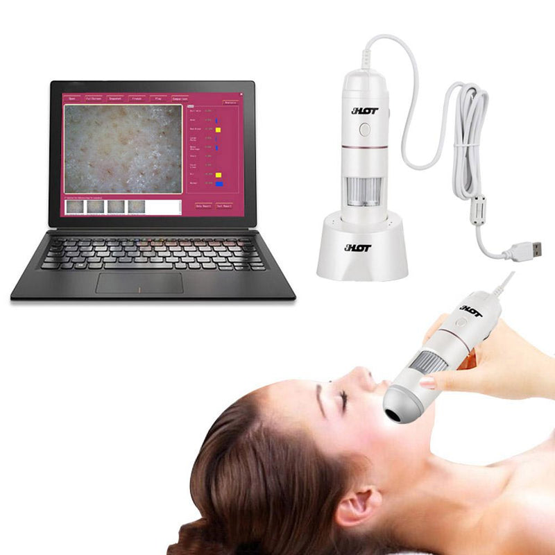 Face intelligent dermal detector, skin analyzer beauty parlour USB HD portable magic mirror instrument White LED Usb Automatic Intelligent Skin Analyzer 10X-200X