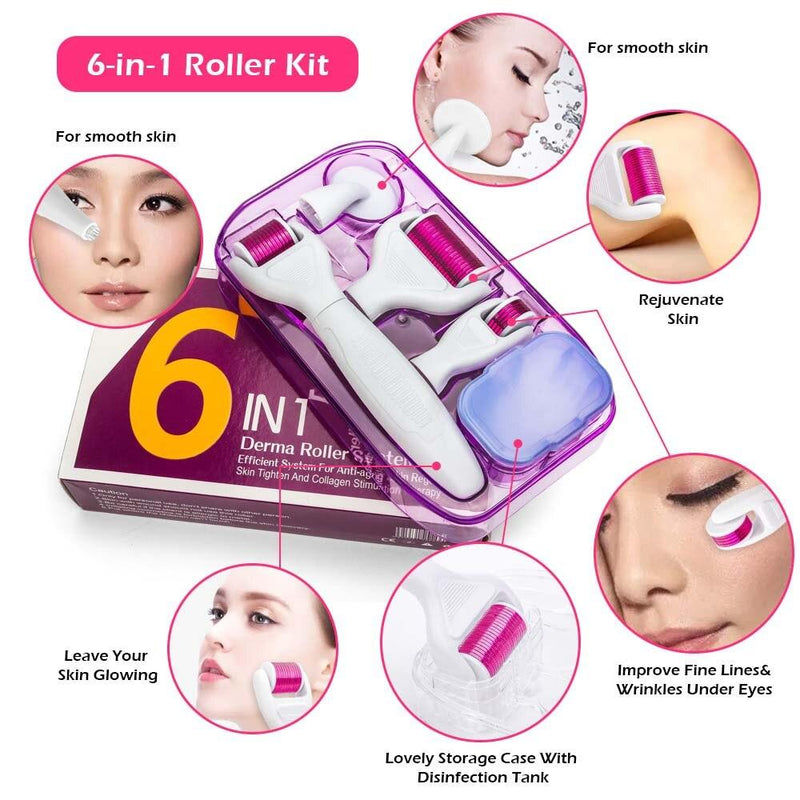Microneedle Derma Roller Kit for Face 300/720/1200Titanium Derma roller Micro Needle Facial Roller Skin Microdermabrasion Rollor