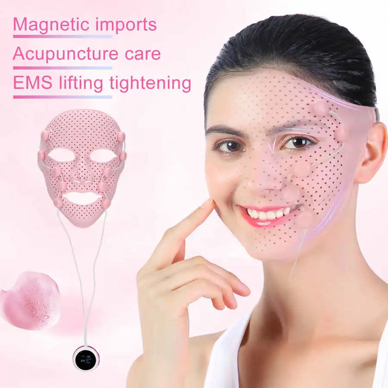 Máscara facial de silicone 3d elétrica ems em formato de v, massageador facial magnético, lifting facial, emagrecimento, spa, ferramenta de cuidados com a pele