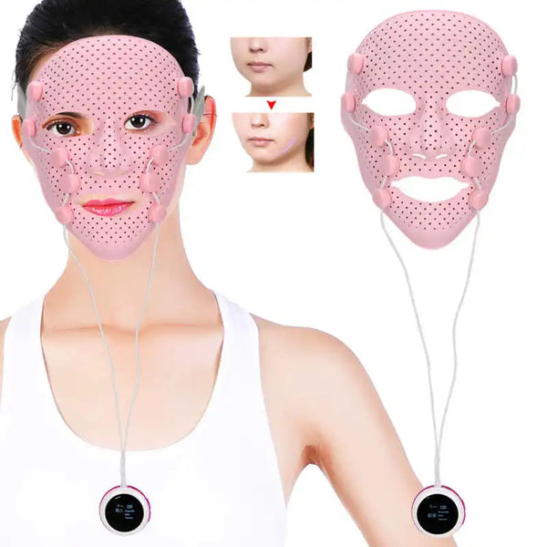 Topeng Muka Silikon 3D Elektrik EMS V Bentuk Muka Massager Urutan Magnet Mengangkat Wajah Melangsingkan Wajah SPA Alat Penjagaan Kulit Kecantikan